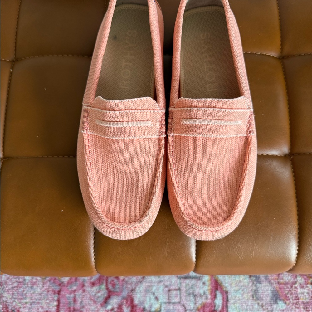 Rothy's Peach Pink Canvas Penny Loafers